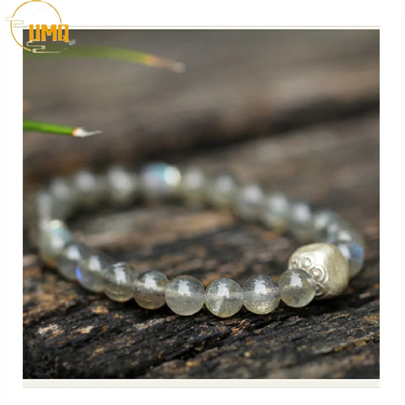 

High Quality Natural Stone Moonstone 925 Sterling Silver Bracelet for Women Handmade Gifts Fashion Jewelry Geometric Square