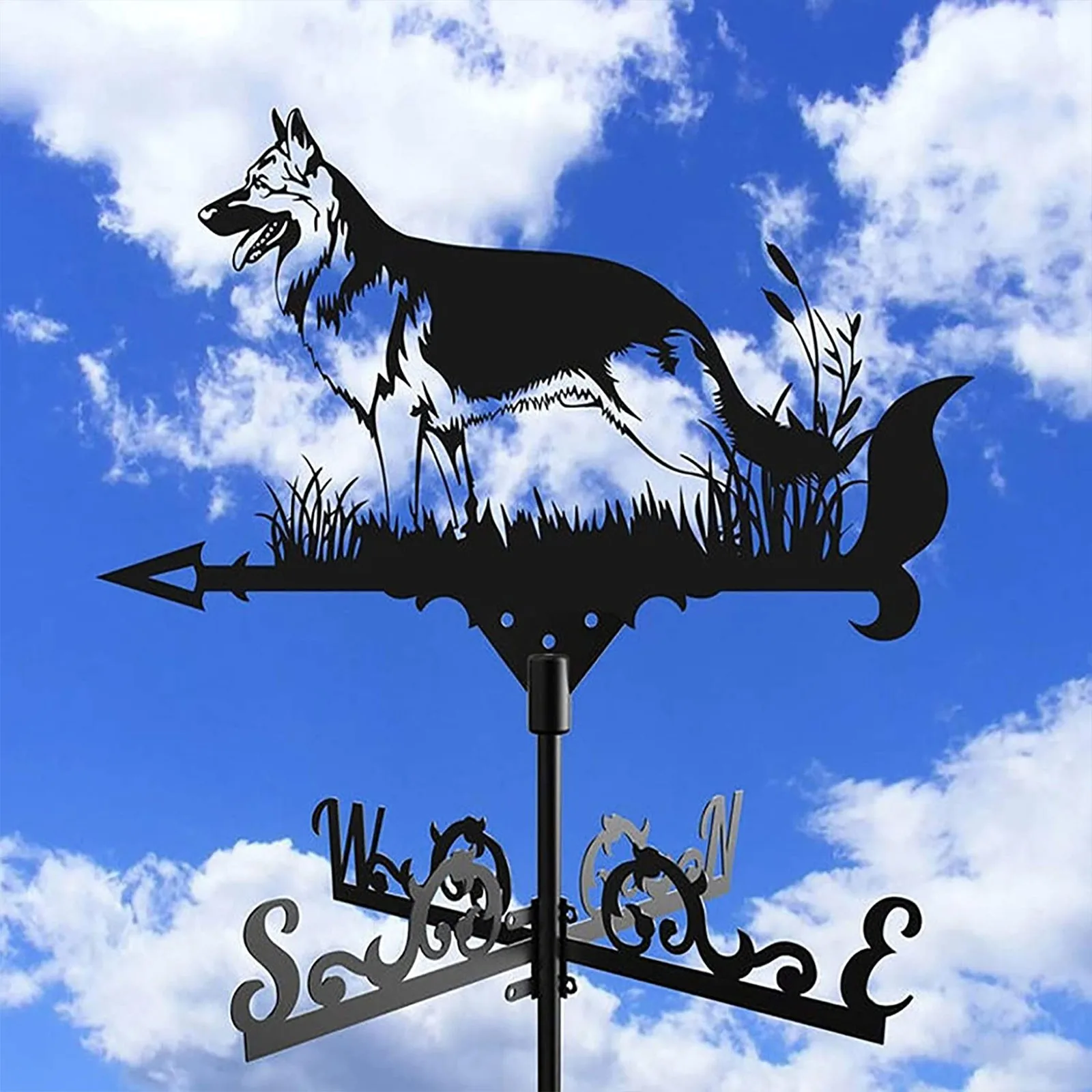 

Holiday Yard Inflatables Iron Lawns Patio Weather VaneMetal Decor Stake Garden Art ShepherdDog Outdoor Home Decor Iron Bed