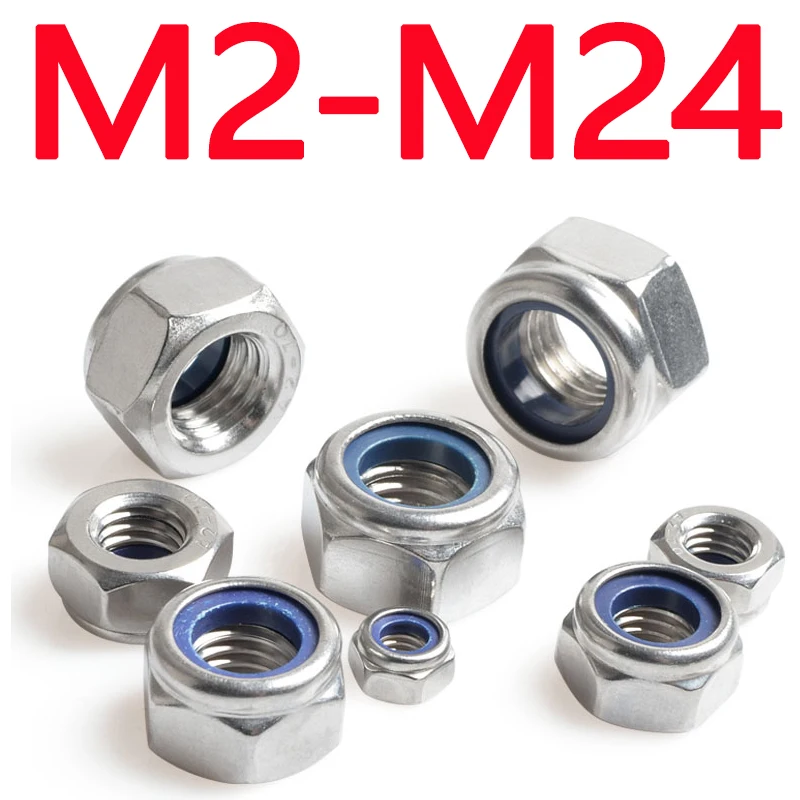 

Nylon Lock Nuts Metric Hexagon Threaded Nut 304 Stainless Steel M2 M2.5 M3 M4 M5 M6 M8 M10 M12 M14 M16 M18 M20 M24