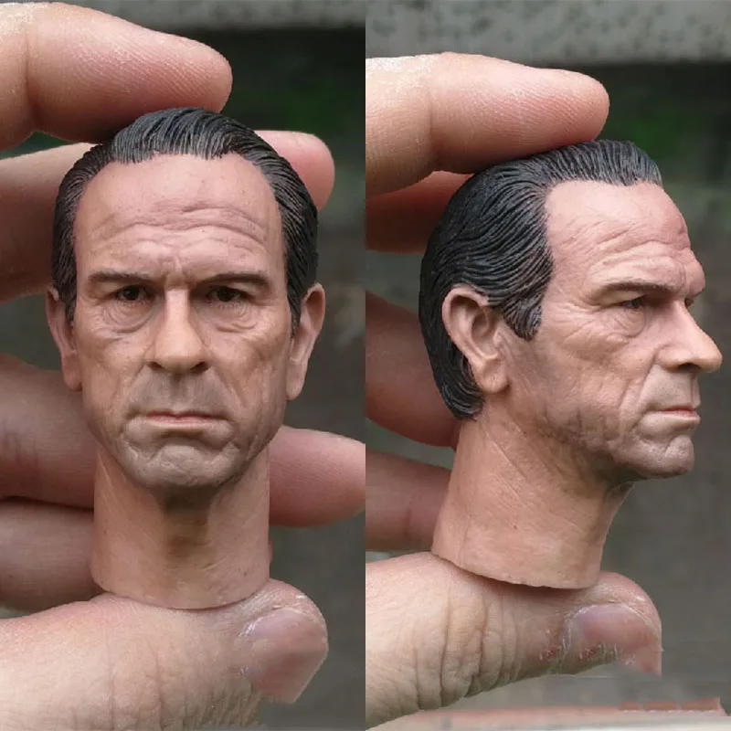 

1/6 Scale Man In Black SWAT PVC Tommy Lee Jones Male Solider Delicate Painting Head Sculpt Carved Model For 12'' Dolls