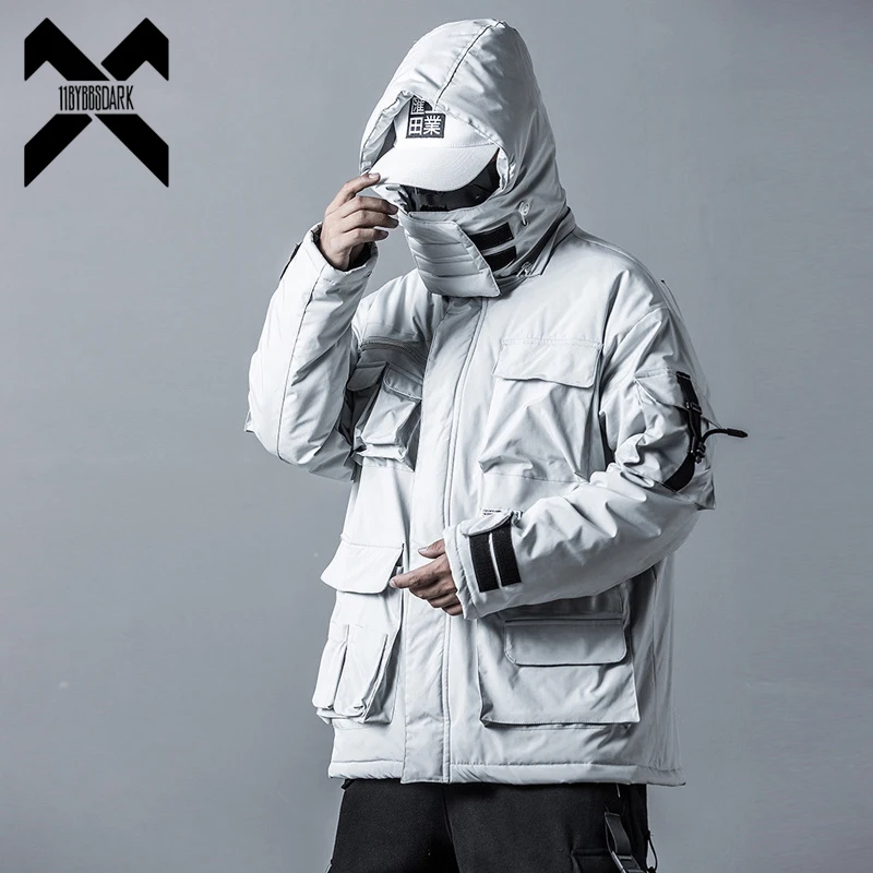 

11 BYBB'S DARK Mens Winter Jackets Coat Streetwear Casual Cargo Parkas Tactics Function Hoody Coat Multi-pocket Warm Male DG506
