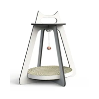 new design high end cat scratching post with the bell on top tripod pet scratching toys