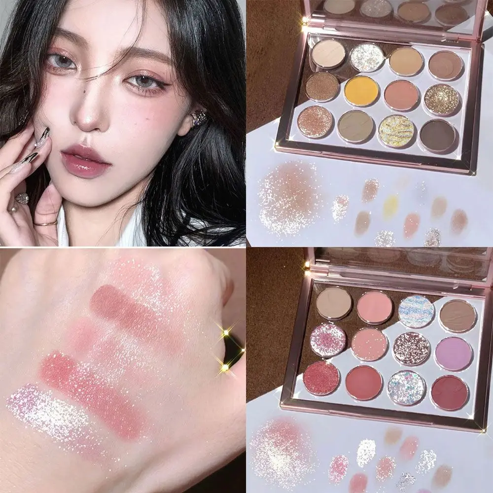 

Sweatproof Waterproof High Gloss Makeup Tools Shimmer Eyeshadow Matte 12 Colors