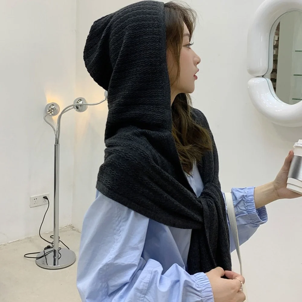 

Luxury Brand Winter Knit Hooded Scarf Pullover Headscarf Hoodie Hat Neck Scarves Ear Warmer Wrap for Women Girls 170*22cm