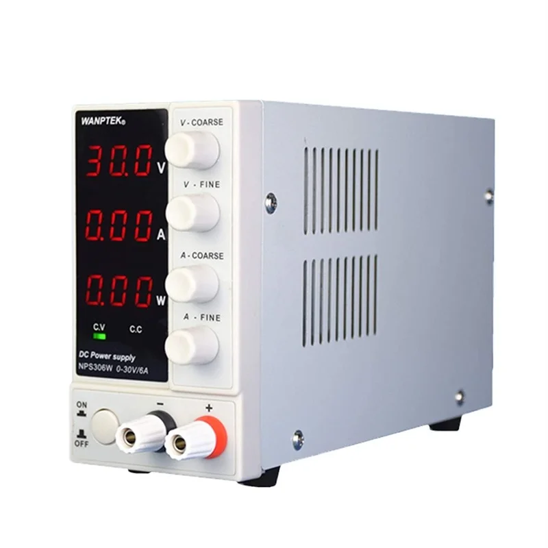 Adjustable Switch DC Adjustable Power Supply 4-Digital LED Display AC110V for Lab, Automobile Battery Charger, DIY Tool, Repair