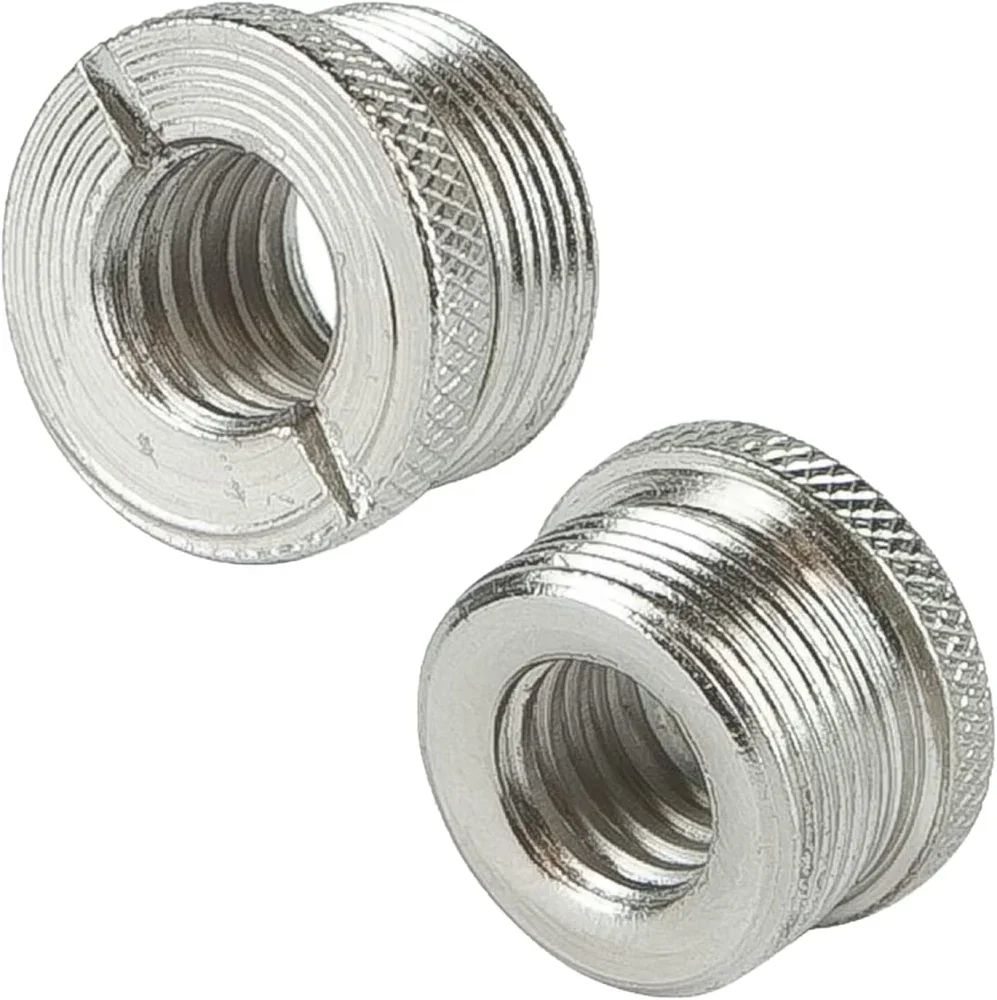 

2 Pieces Mic Stand Adapter Aluminum 5/8" Male to 3/8" Female Screw Adapter for Microphone Stand Clips Mic Stand Holder Adapter,