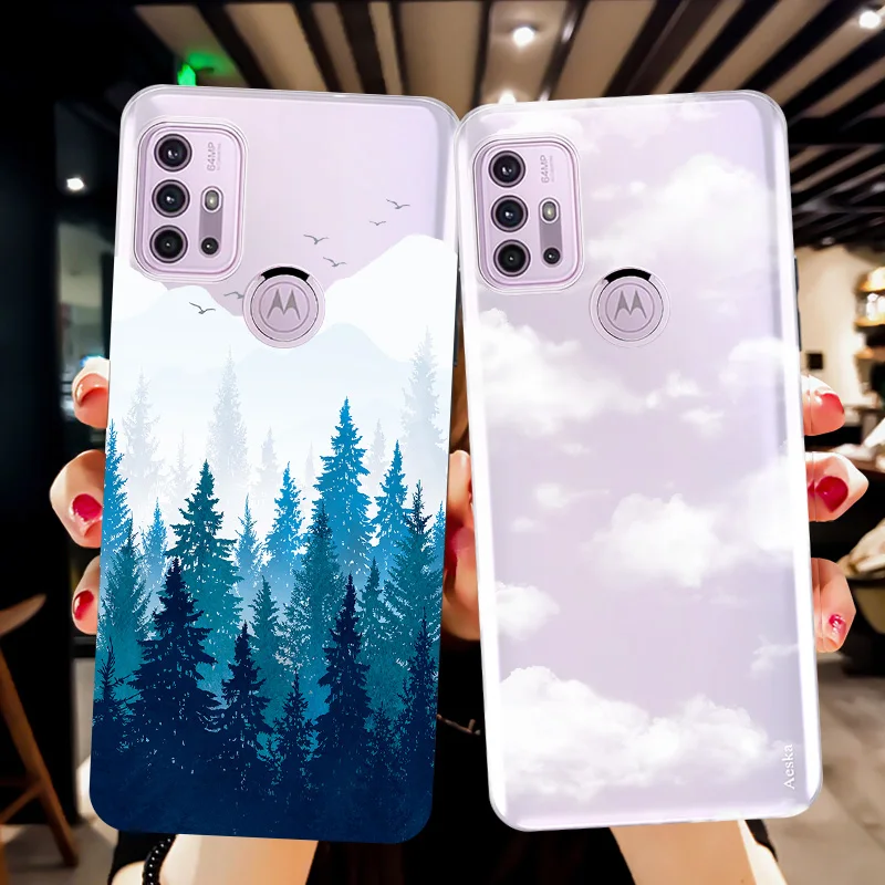 

Hand Painted Mountain Case for Motorola Moto E20 E40 E7 Soft TPU Cover for Moto G9 G8 G7 Plus Play Power One G30 G50 G60 Fundas