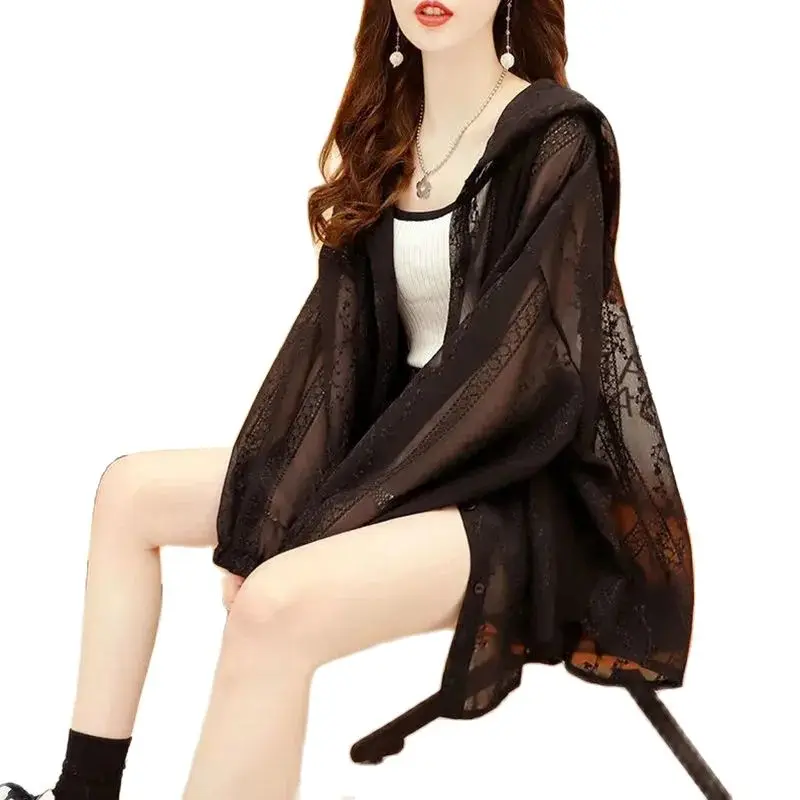 Модная женская одежда для защиты от солнца новинка 2022 кружевная дышащая