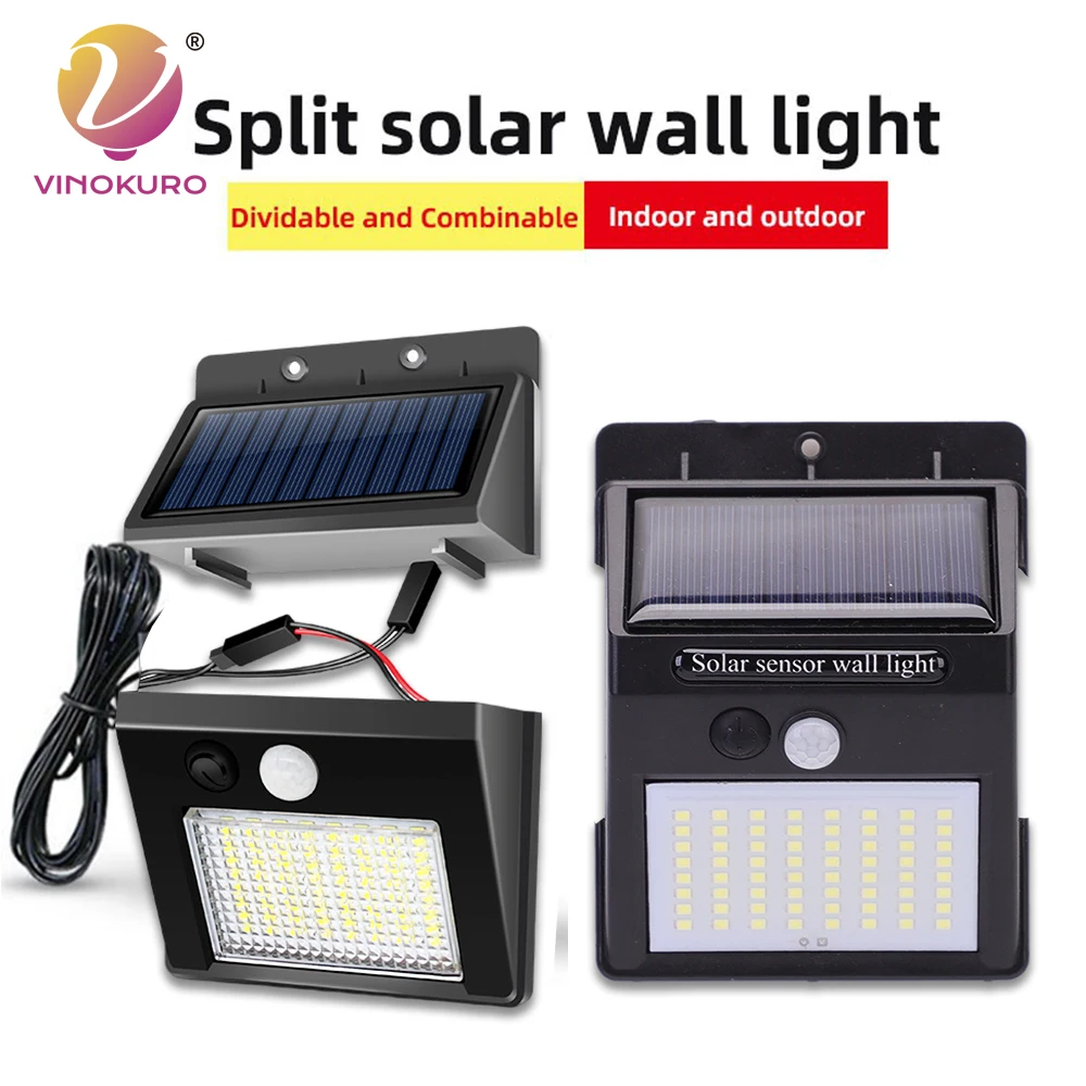 

144 LED Solar Light Outdoor Split Wall Lamp with Motion Sensor Waterproof Material Suitable for Gardens, Courtyards, Etc.
