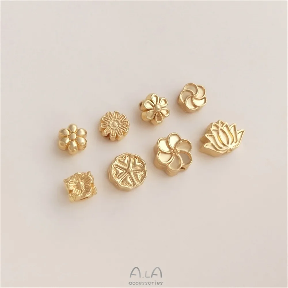 Купи 14K gold clad peach blossom plum blossom lotus flower spacer beads through hole loose beads diy chain jewelry with bead material за 8 рублей в магазине AliExpress