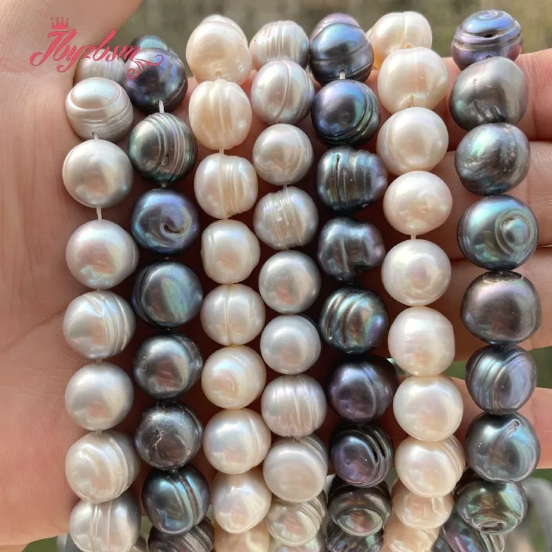 11-12mm Nearround Natural Freshwater Pearl Loose Beads for Women DIY Necklace Bracelet Earring Rings Jewelry Making Strand 15