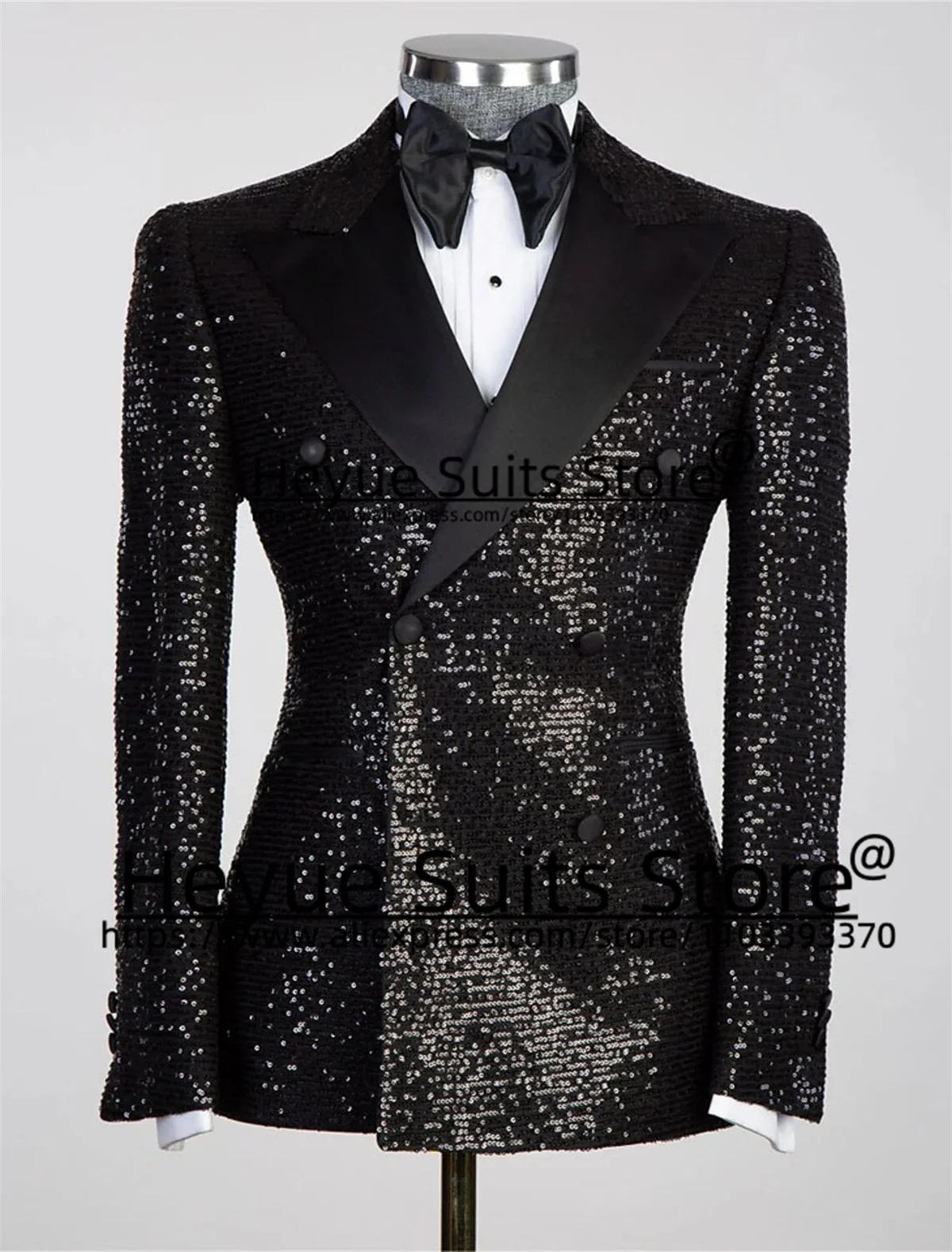 Роскошные черные блестящие элегантные мужские костюмы приталенные двубортные