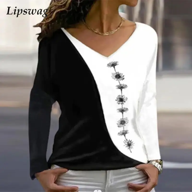 

Женская винтажная блузка с длинным рукавом и V-образным вырезом