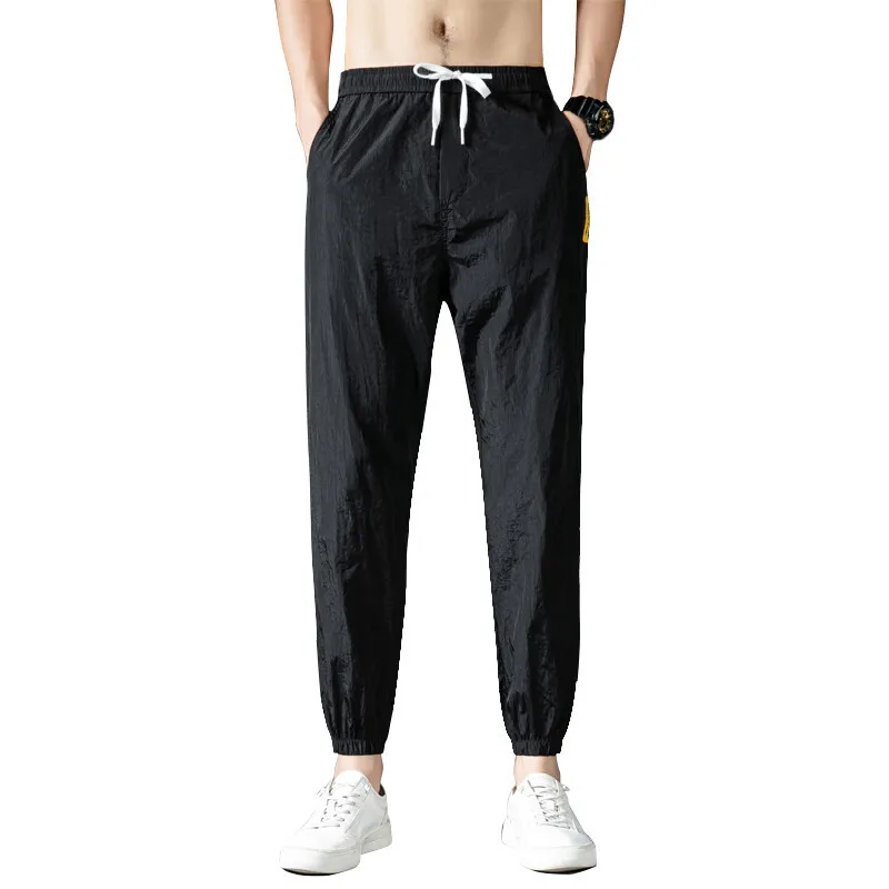 

9-point Pants Men's Summer Thin Ice Silk Pants Men's Casual Pants Quick Drying Sports Air Conditioning Pants Straight Pants