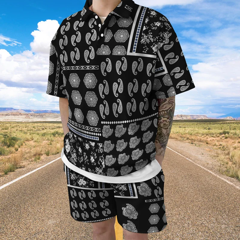 

Spring and summer fashion men's 3D printing simple short-sleeved polo shirt and shorts men's jogging casual daily suit s-6XL ove