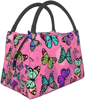 colorful butterfly print lunch bag lunch box portable tote bag office work picnic hiking beach lunch organizer for women men