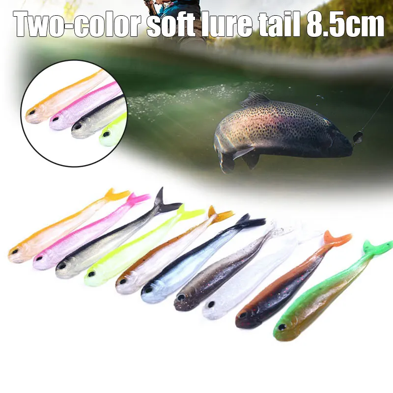 

NEW 10Pcs Fishing Lure Soft Bait Two-Color Soft Lure 8.5cm-2.6g