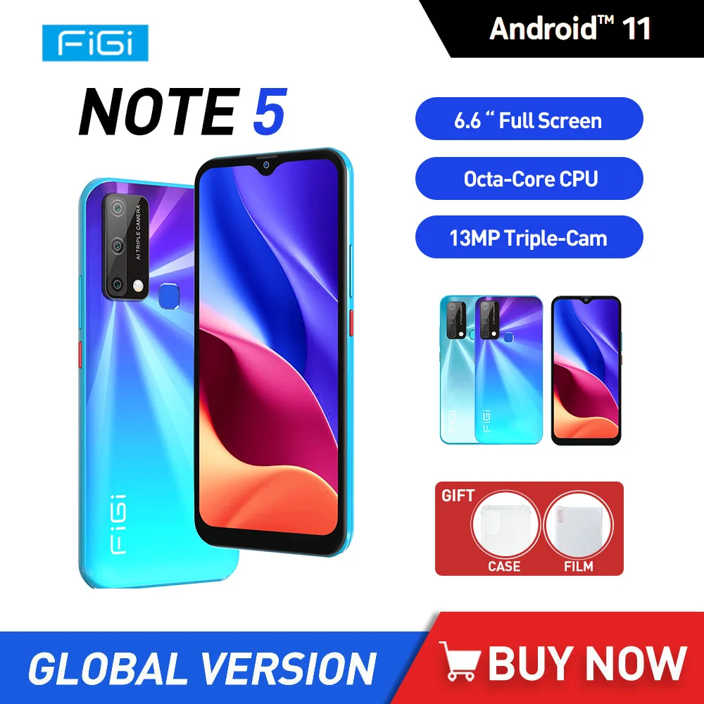 

FIGI Note 5 Smartphones 6.6" Full Screen 4GB RAM 64GB ROM unlock Android 11 Octa Core CPU 4500mAh Mobile Phone 13MP Rear Camera