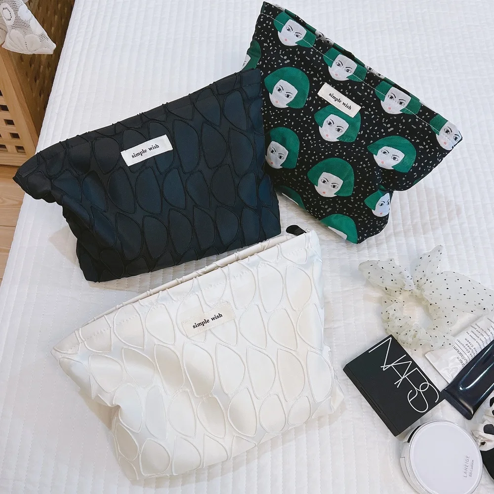 Large Cotton Shcool Pencil Case Cute Women's Cosmetic Makeup Bag Zipper Cosmetics Necessaire Organzier Pouch Inner Purse Bags