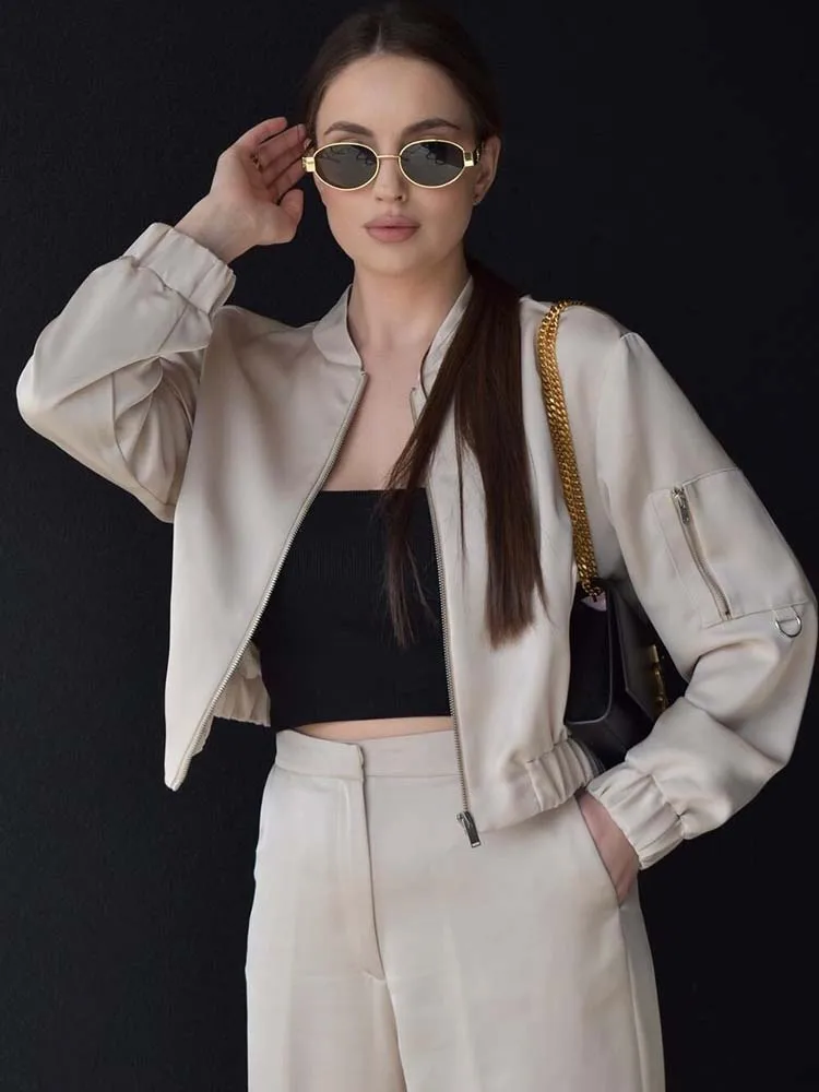 

Куртка-бомбер женская с длинным рукавом, на молнии