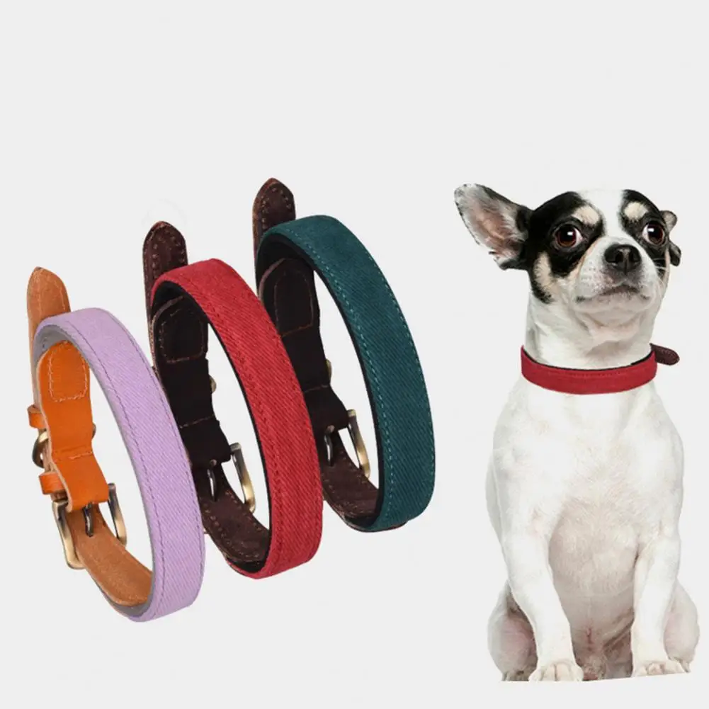 

Puppy Leather Dog Collar Adjustable Basic Collar Durable Leather Collar with Metal Buckle Suitable for Small & Medium and Cats