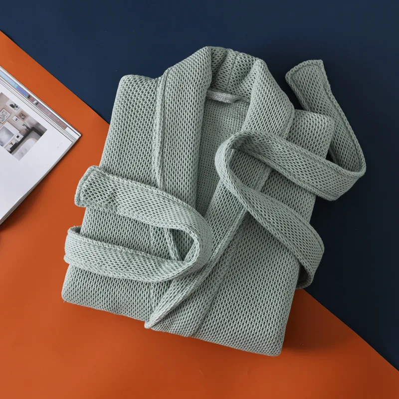 Casual Warm Bathrobe for Couple Elegant Kimono Long Robe Terry Towel 100% Cotton Absorb Water and Dry Quickly