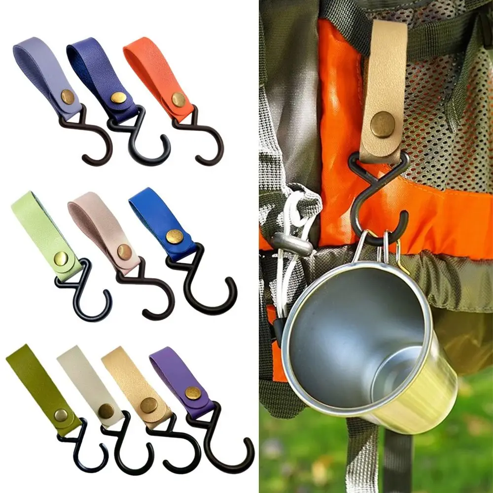 

4 шт. 12*3,3 см прочные крючки из искусственной кожи для хранения одежды на открытом воздухе, портативная вешалка для пеших прогулок, крючок для одежды, штатив для кемпинга