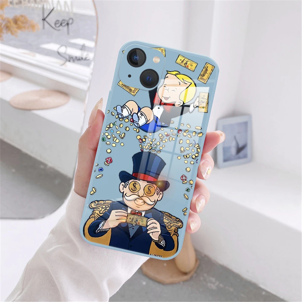 Популярный трендовый мультяшный чехол-бампер из закаленного стекла для iPhone 11 12 13