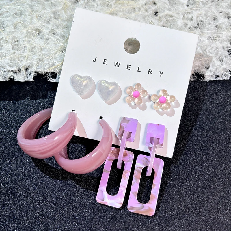 4 пары нежных элегантных креативных минималистичных геометрических украшений