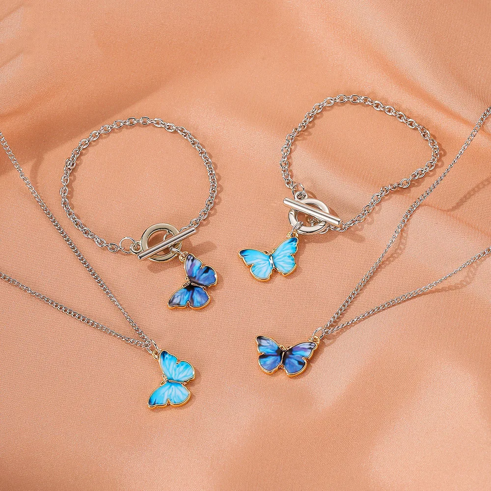 

Fashion Bracelets for Women Korea Style New Butterfly Pendant Necklace Gift For Girl Cute Lovely Neck Jewelry Wholesale