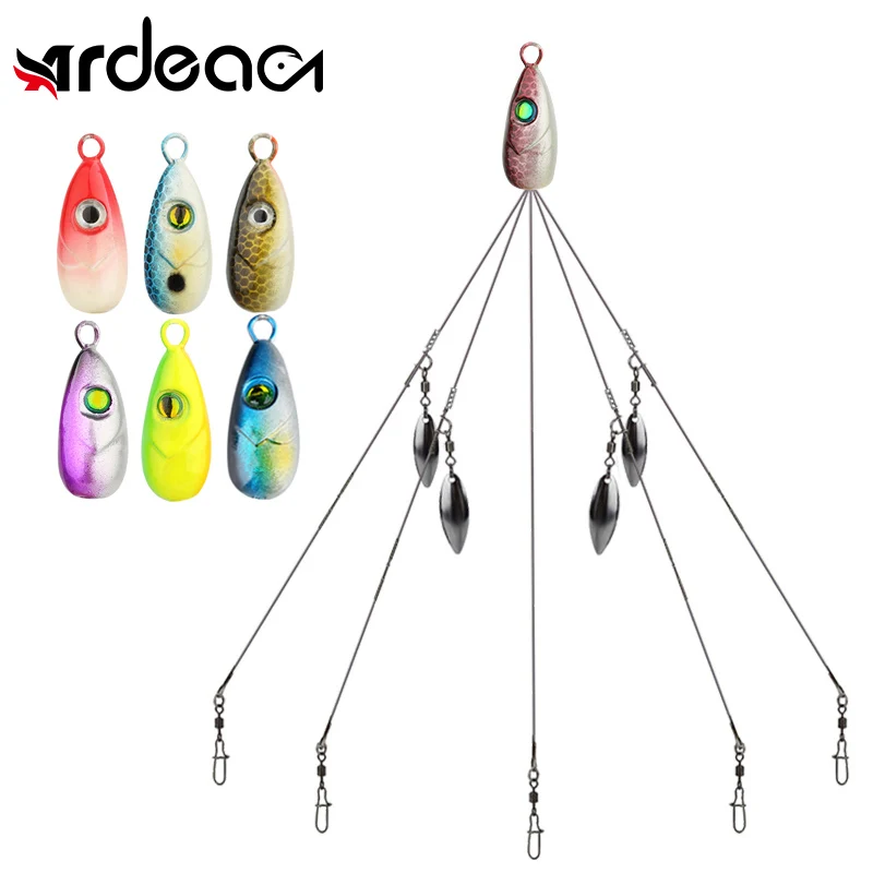 

ARDEA 5 Arms Alabama Rig Fishing Lure Umbrella Head Swivel Snap Spiral Tractor Bait Sequins Group Attack Metal Baits Bass Tackle