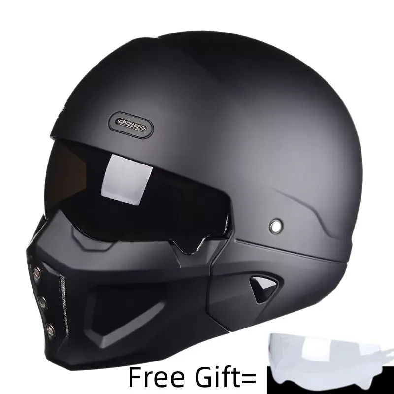 Matte Black Motorcycle Helmet De Cafe Racer Helmet Modular Full Face Capacetes De Motociclista Modular S to XL enlarge