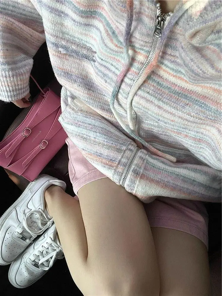 Autumn and Winter Plus size 50.00kg Korean Hiphop High Street Hood Cardigan sweater Men's Loose Long sleeve Knit Outerwear