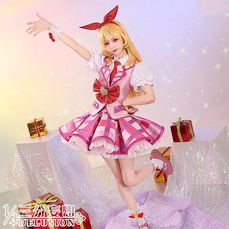 

COS-HoHo Anime Aikatsu! Hoshimiya Ichigo Game Suit Nifty Lovely Uniform Cosplay Costume Halloween Party Role Play Outfit Women