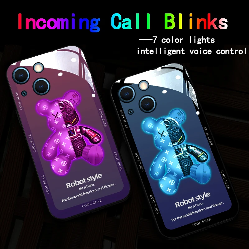 

Яркий светящийся мини-чехол с голосовым управлением для Iphone 13 12 11 Pro Max