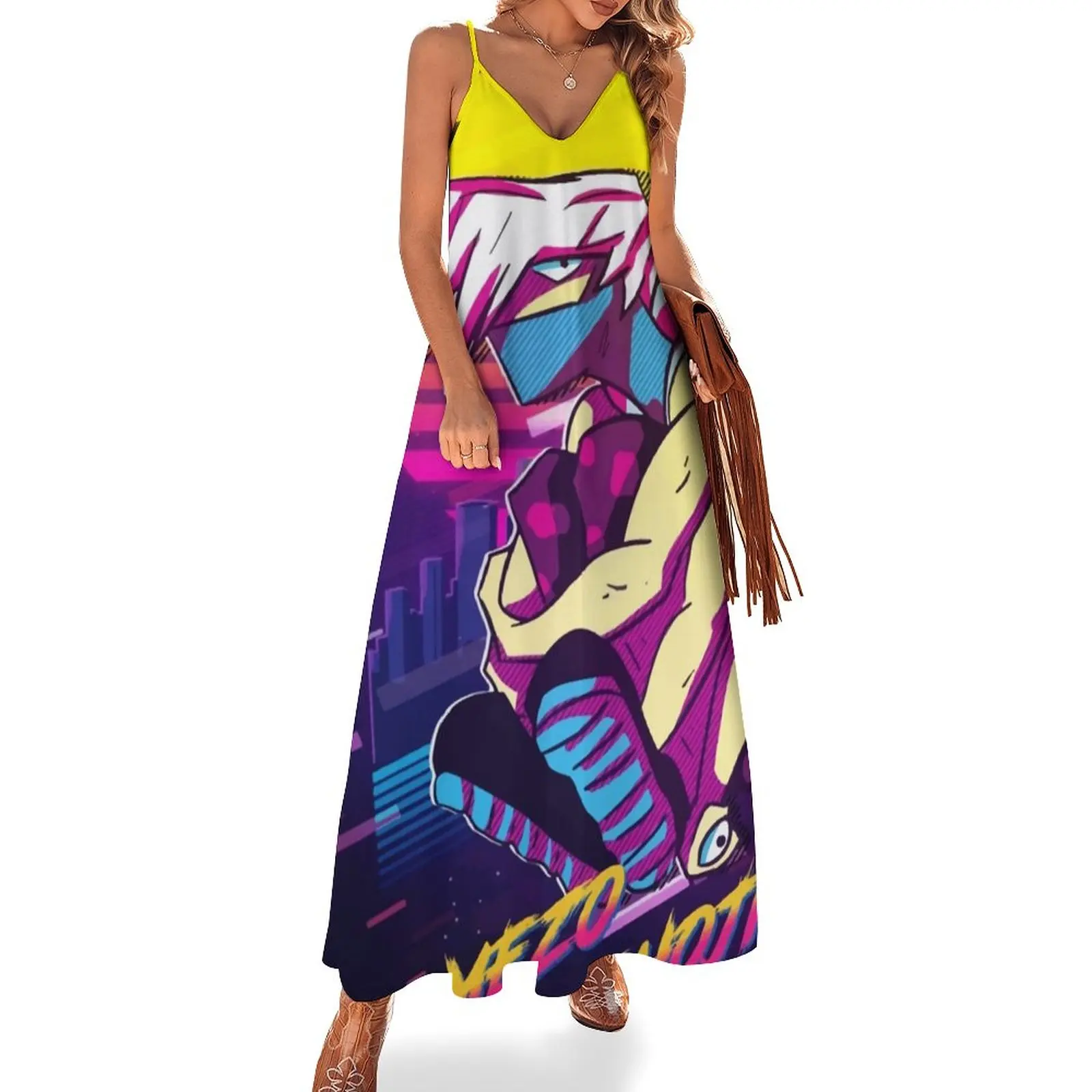 

Платье-макси с V-образным вырезом, в стиле бохо