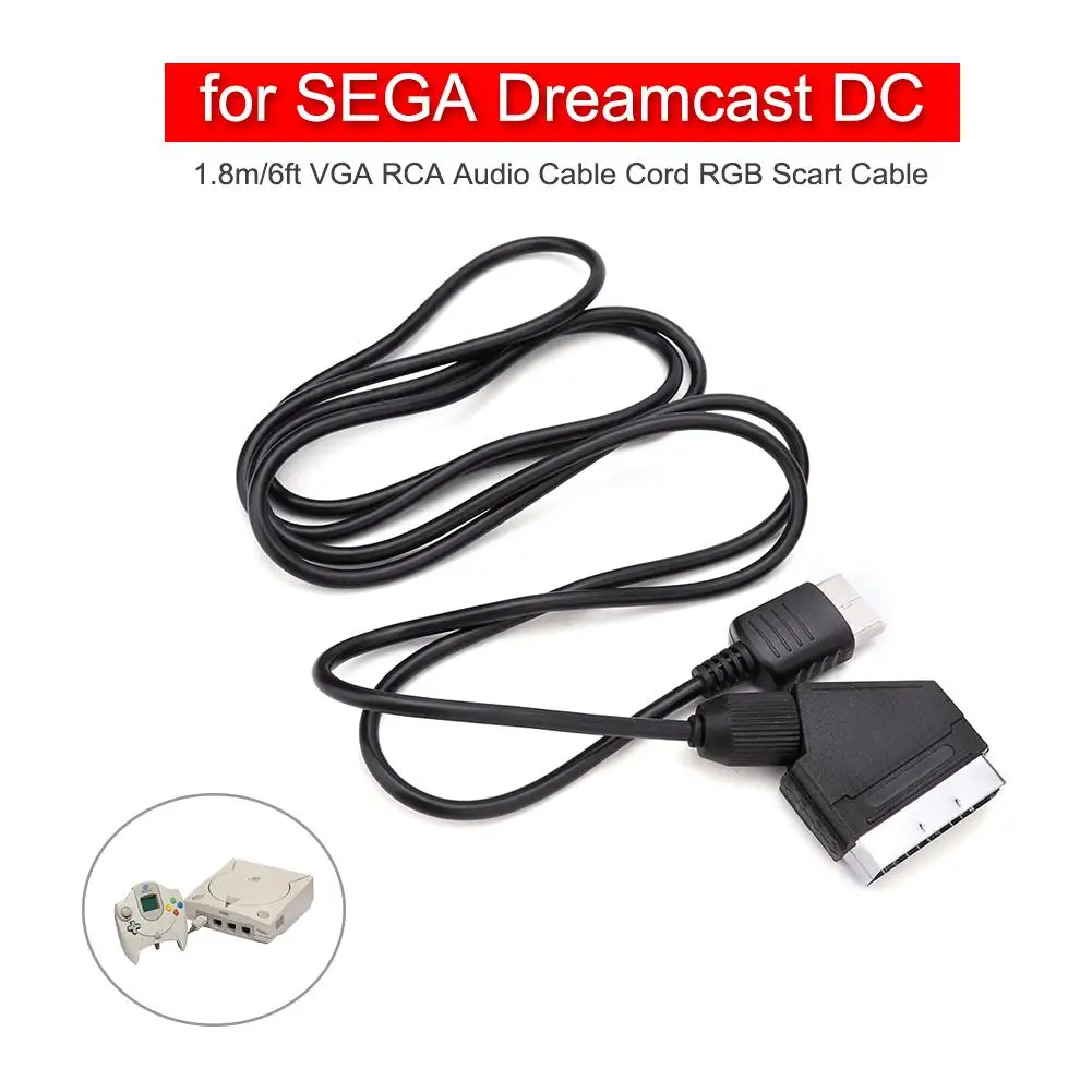 

1.8m/6ft Scart RGB Cable Audio Cable Video Connector for SEGA Dreamcast Console VGA RCA Audio Cable Connection Cable