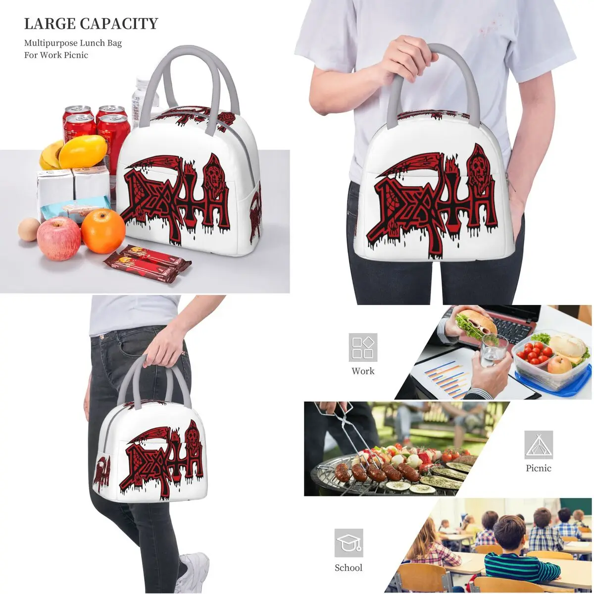 Термоизолированные ланч-пакеты Death Metal рок-группы для офиса портативный пищевой
