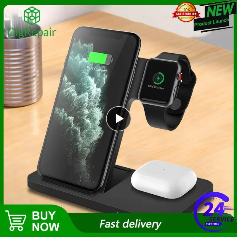 

Беспроводное зарядное устройство для iPhone 14 13 12 11 XS XR X 8 Samsung S22 S21 3 в 1, док-станция для быстрой зарядки для Apple Watch 7 6 Airpods, 1/2/3 шт.