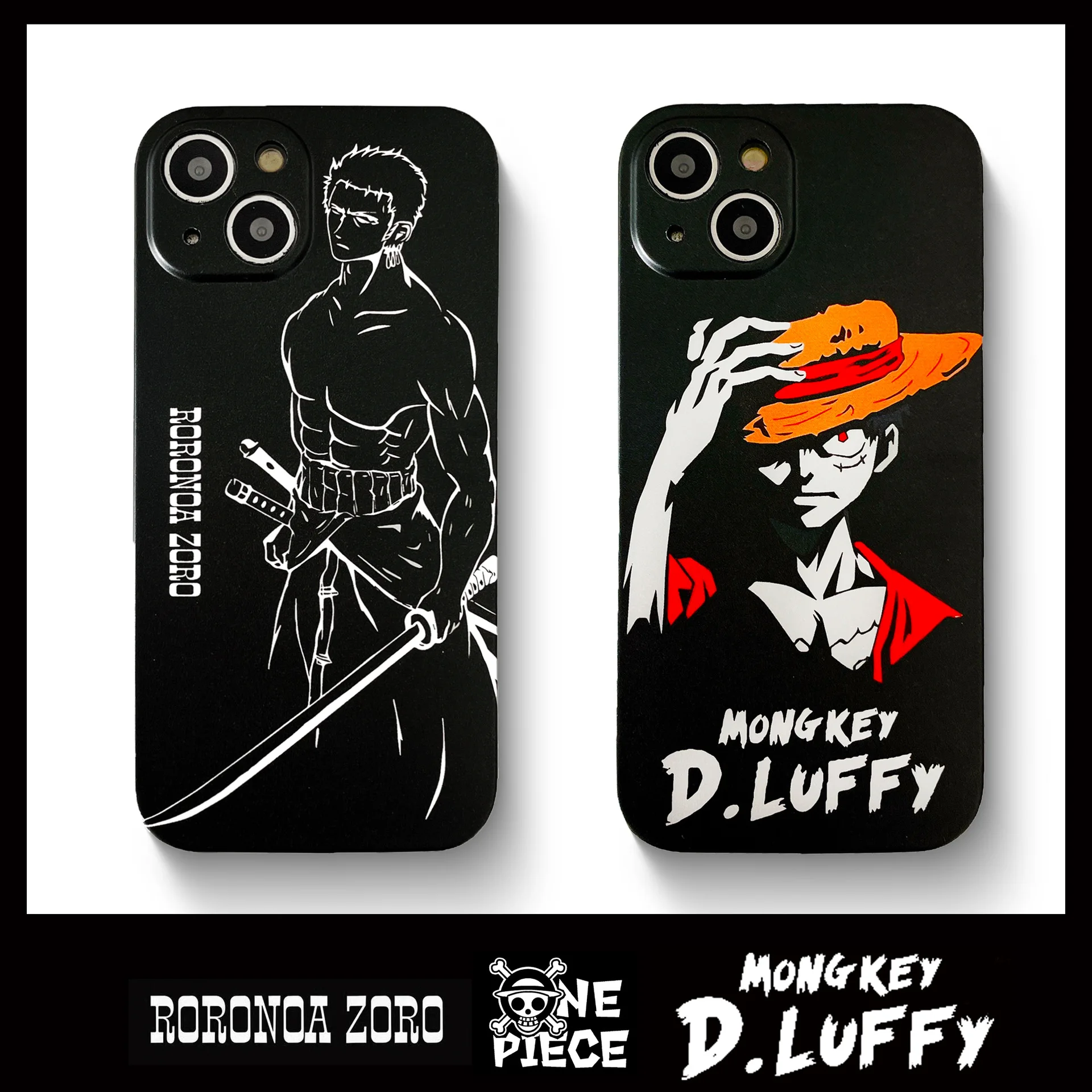 

Anime Comics One Piece Luffy Roronoa Zoro Phone Case for iphone 14 13 12 11 Pro ProMax Black Electroplating TPU Soft Cover