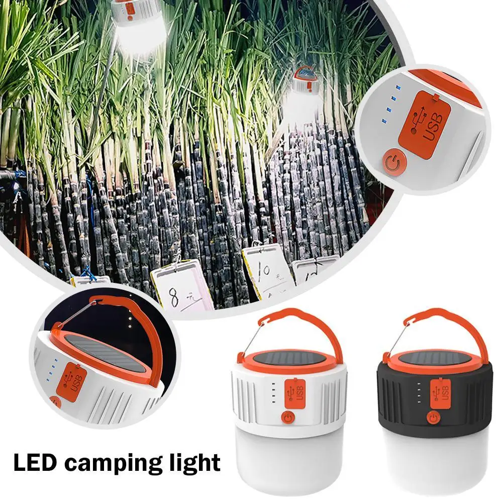

Solar LED Camping Light USB Rechargeable Waterproof Tent Lamp 5 Lighting Modes Portable Emergency Lights