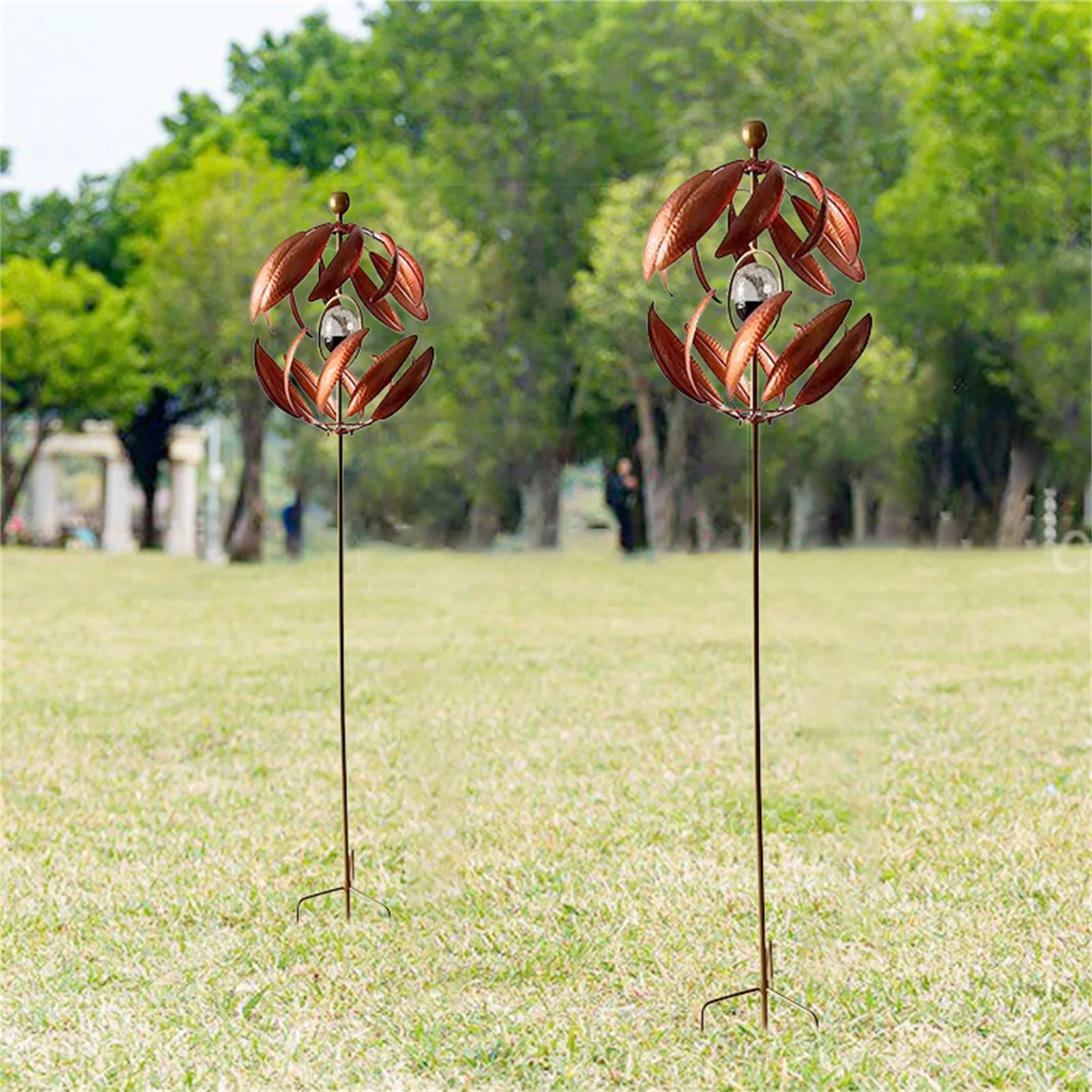 

Metal Wind Gyro With Solar Light Metal Windmill Garden Stake Garden Wind Spinner Backyard Decoration Outdoor Metal Garden Decor
