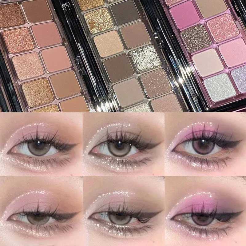 

10/12 Colors Matte Glitter Eyeshadow Palette Waterproof Long-lasting Brown Gray Eyeshadow Pigment Palette Shimmer Eyes Cosmetic