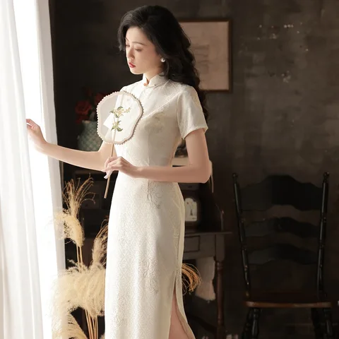 Элегантное современное улучшенное платье Ципао в китайском традиционном стиле, вечернее винтажное платье для лета