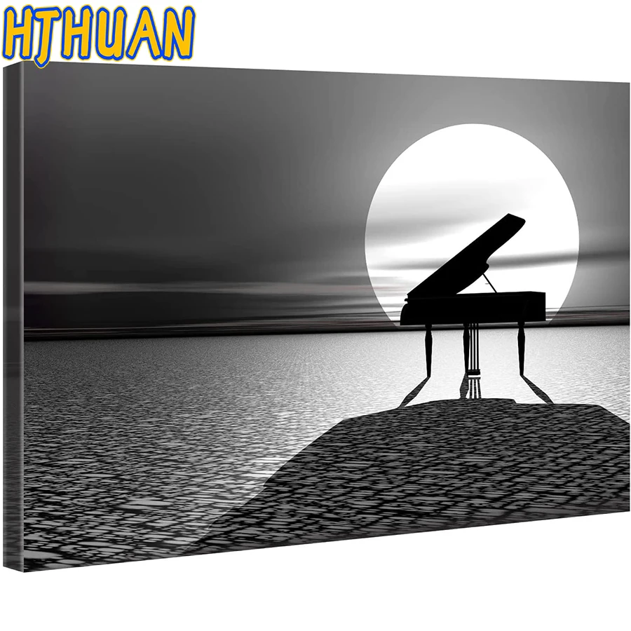 

Black and white nature landscape, piano diamond embroidery Modern decor mosaic diamond painting full square/round drill,New gift