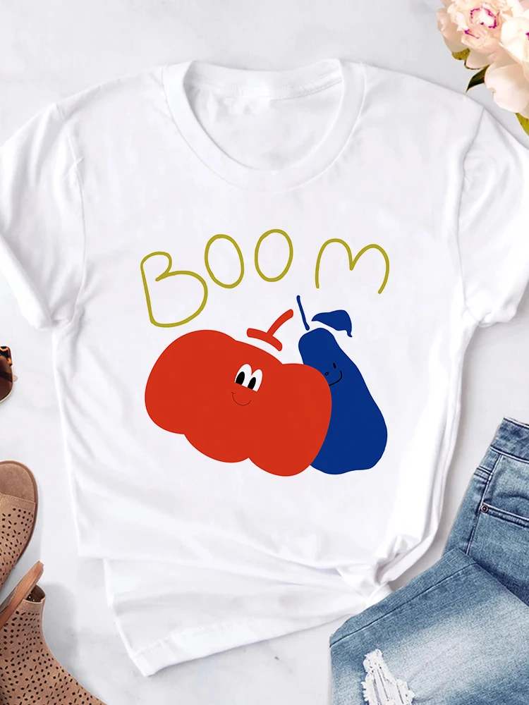 

Женские рубашки с принтом, женская модная повседневная одежда с коротким рукавом, милая Женская Весенняя футболка с мультяшным принтом, мил...