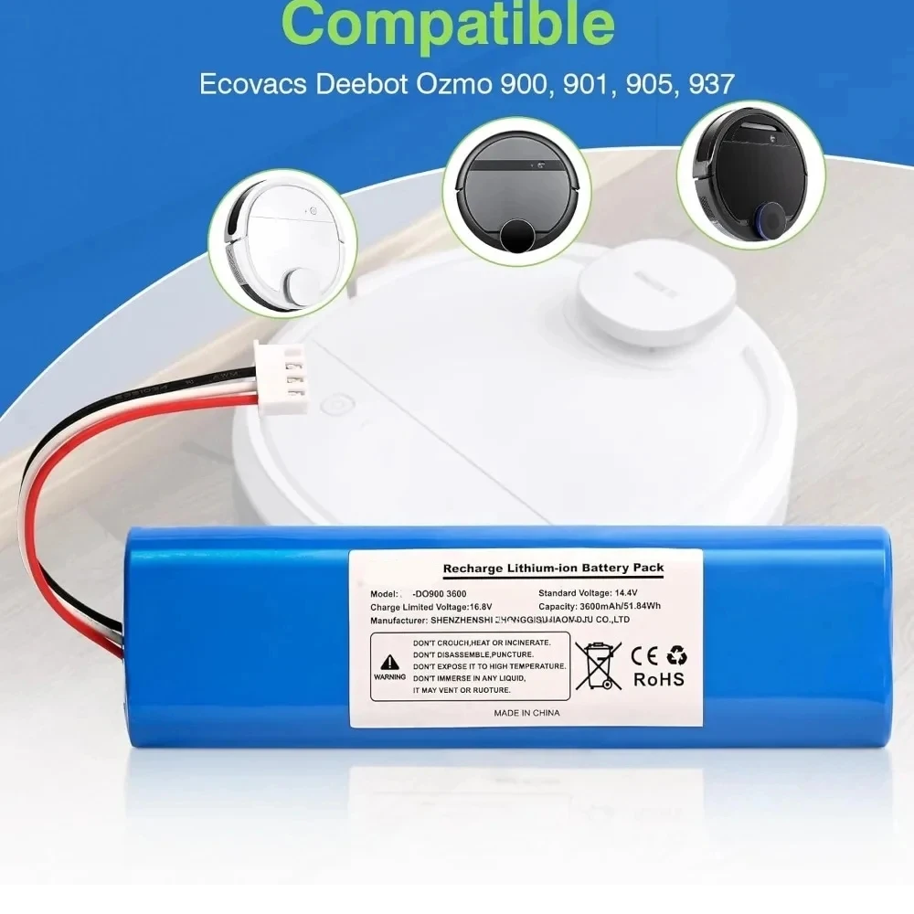 Запасная батарея для робота-пылесоса Ecovacs Deebot Ozmo 12800 N8 Pro li-ion 900.901.905.920.930.937 в 14 4 мАч