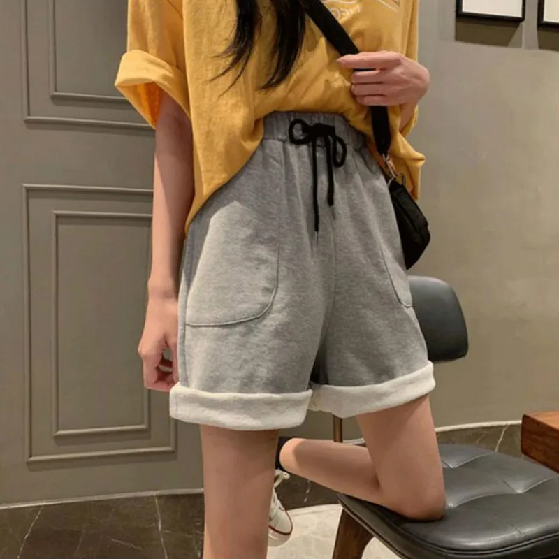 Женские хлопковые мешковатые шорты базовые мягкие облегающие брюки до колен с
