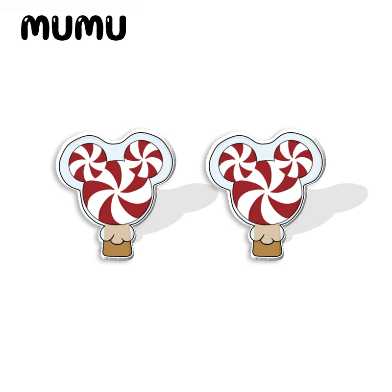 2024 новые рождественские серьги-гвоздики в виде мыши печенья снежинок
