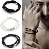 vintage leather bracelet men rock punk couple multilayer braided rope bracelet jewelry for women pulsera hombre